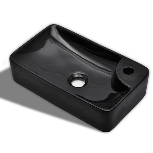 Lavabo con foro per rubinetto per lavabo bagno 44 x 25 cm ceramica nera 02_0002510