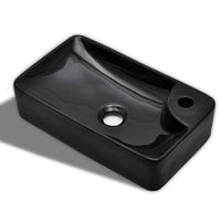 Lavandino-Lavabo-Lavello Bagno in Ceramica Nera con Foro per Rubinetto