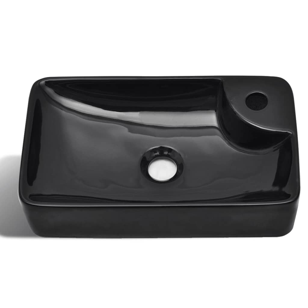 Lavabo con foro per rubinetto per lavabo bagno 44 x 25 cm ceramica nera 02_0002510