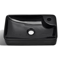 Lavabo con foro per rubinetto per lavabo bagno 44 x 25 cm ceramica nera 02_0002510