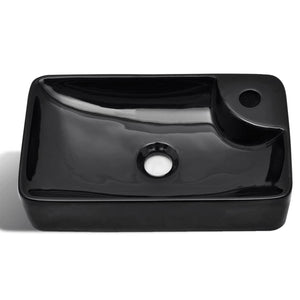 Lavabo con foro per rubinetto per lavabo bagno 44 x 25 cm ceramica nera 02_0002510