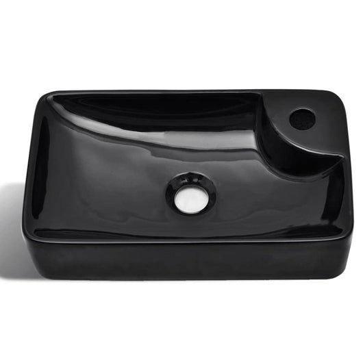 Lavabo con foro per rubinetto per lavabo bagno 44 x 25 cm ceramica nera 02_0002510
