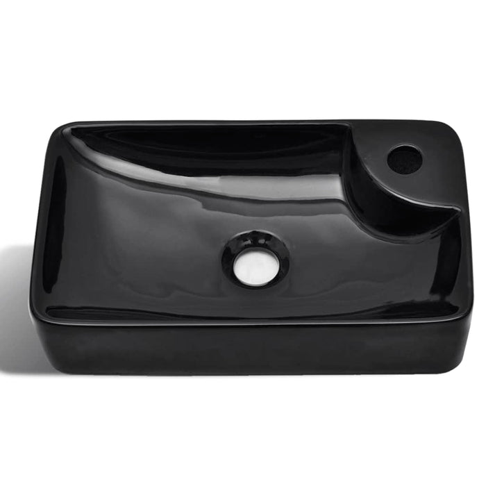 Lavabo con foro per rubinetto per lavabo bagno 44 x 25 cm ceramica nera 02_0002510