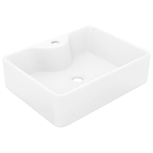 Lavandino Bagno in Ceramica Bianca Quadrato con Foro per Rubinetto  cod mxl 52814