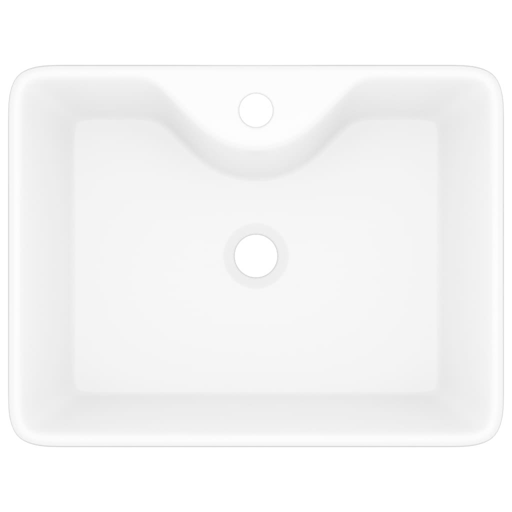 Lavabo quadrato con foro per rubinetto in ceramica 48 x 37 cm per bagno bianco 02_0002511