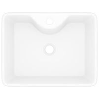 Lavabo quadrato con foro per rubinetto in ceramica 48 x 37 cm per bagno bianco 02_0002511