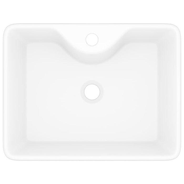 Lavabo quadrato con foro per rubinetto in ceramica 48 x 37 cm per bagno bianco 02_0002511
