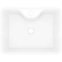 Lavandino Bagno in Ceramica Bianca Quadrato con Foro per Rubinetto 141936