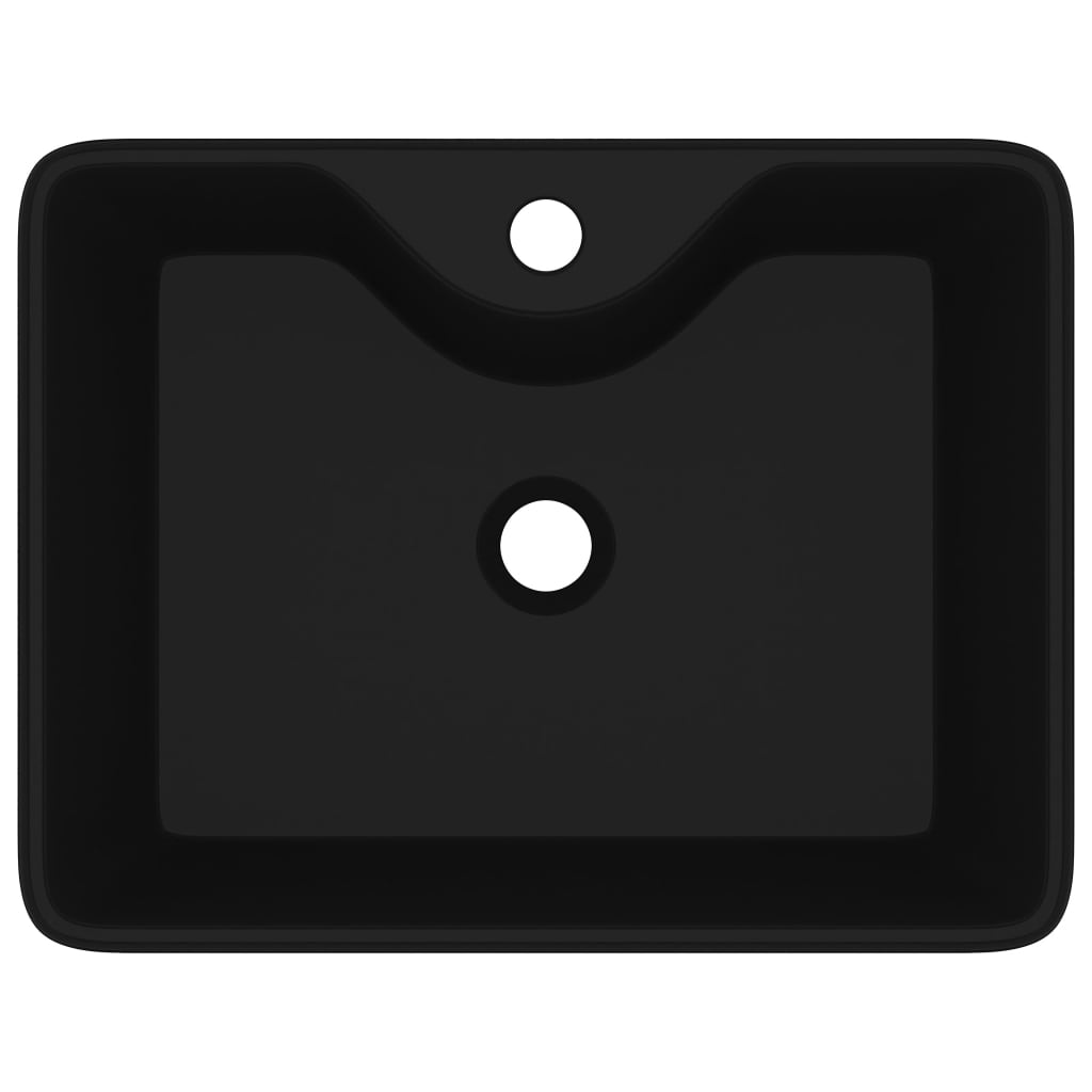 Lavabo quadrato con foro rubinetto 48 x 37 cm ceramica per bagno nero 02_0002512