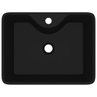 Lavabo quadrato con foro rubinetto 48 x 37 cm ceramica per bagno nero 02_0002512