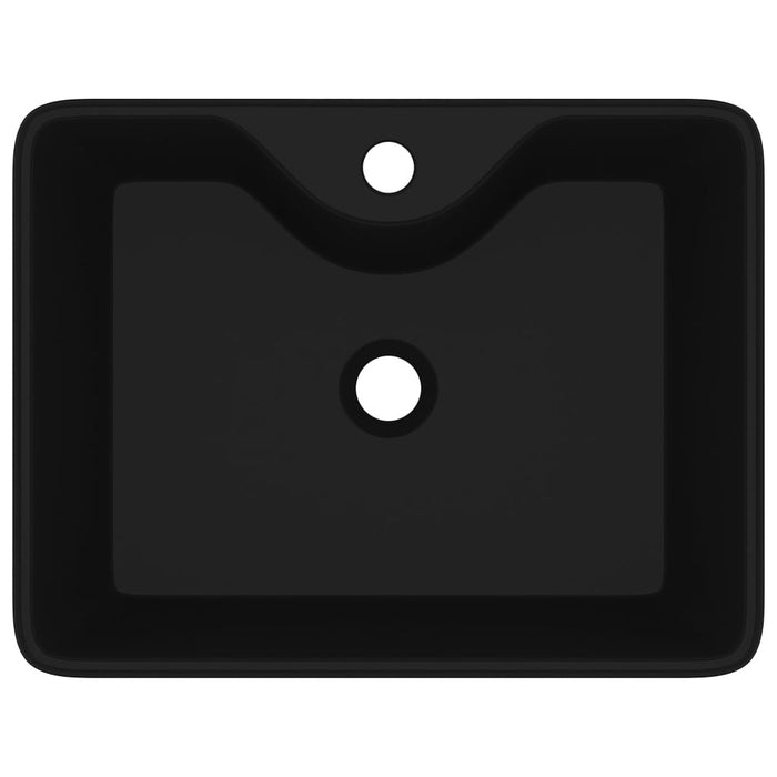 Lavabo quadrato con foro rubinetto 48 x 37 cm ceramica per bagno nero 02_0002512