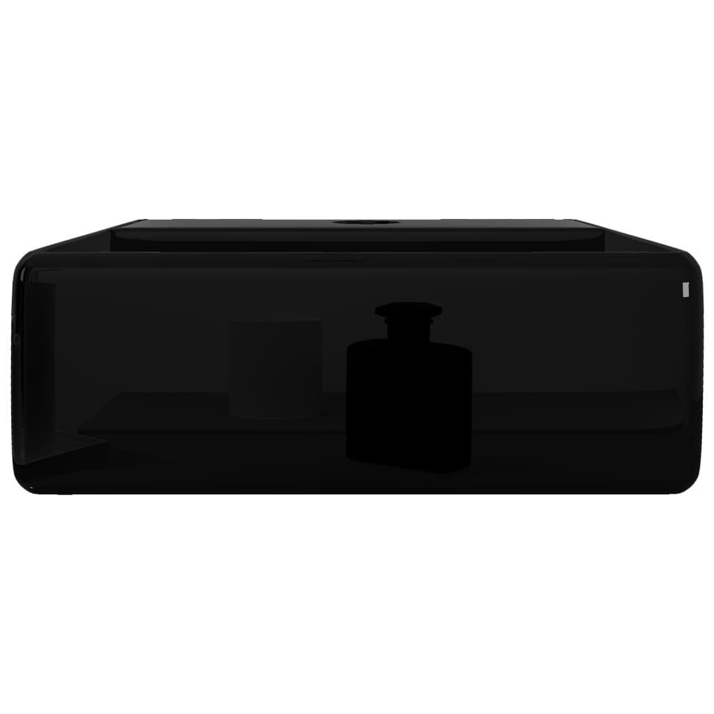 Lavandino Bagno in Ceramica Nera Quadrato con Foro per Rubinetto 141941