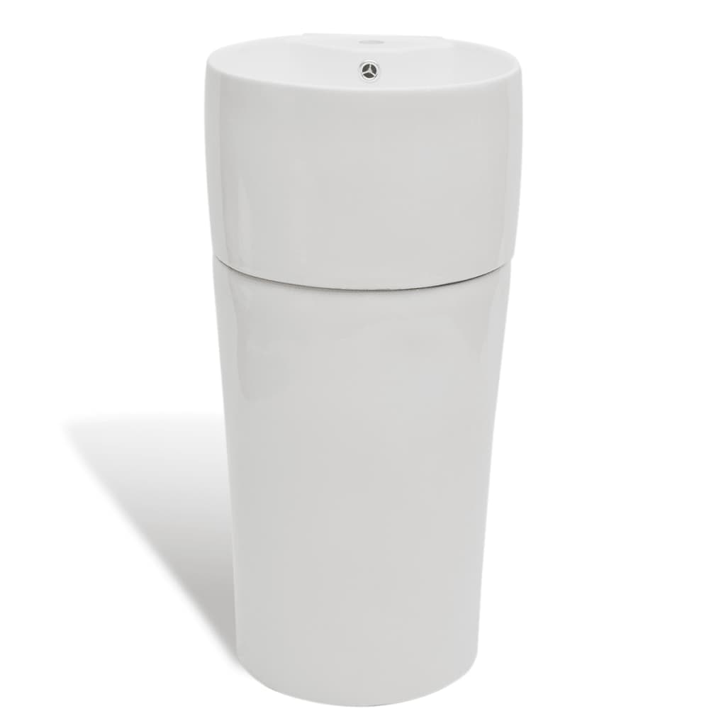 Lavabo con foro troppopieno/rubinetto in ceramica 86 cm per bagno bianco 02_0002517