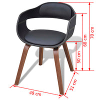 Sedie da Pranzo 2 pz Nere in Legno Curvato e Similpelle 271944