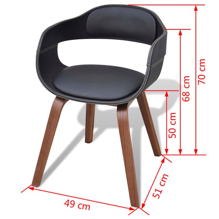 Sedie da Pranzo 2 pz Nere in Legno Curvato e Similpelle 271944