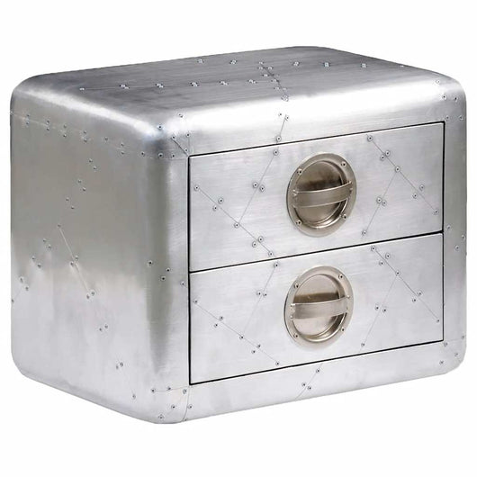 Tavolino-Tavolino da soggiorno-Tavolo Aereo in Alluminio 2 Cassetti Vintage Aircraft Airman