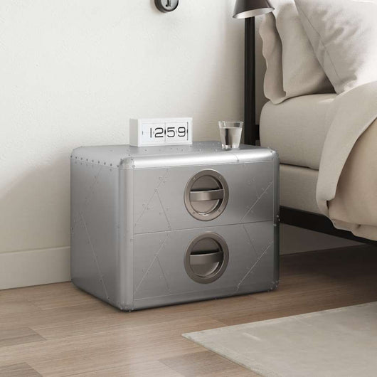 Tavolino-Tavolino da soggiorno-Tavolo Aereo in Alluminio 2 Cassetti Vintage Aircraft Airman