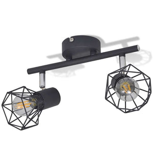 Faretto Industriale Nero con 2 Lampadine a Incandescenza a LED cod mxl 77699