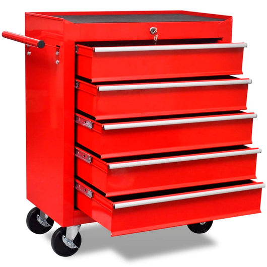 Carrello Portautensili con 5 Cassetti Rosso per Garage cod mxl 51523