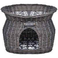 Casetta per albero/gatto con cuscino in salice grigio 02_0022786