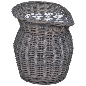 Casetta per albero/gatto con cuscino in salice grigio 02_0022786