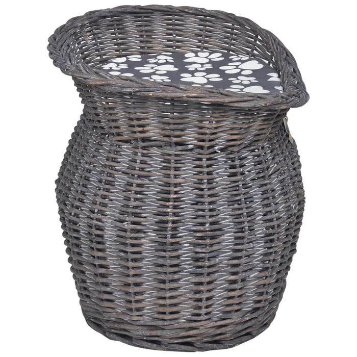 Casetta per albero/gatto con cuscino in salice grigio 02_0022786