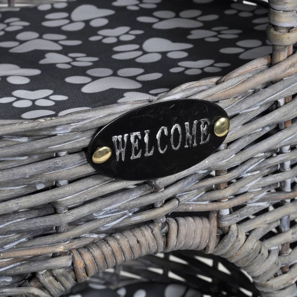 Tiragraffi/casetta per gatti a 2 livelli con cuscino Salice grigio 02_0022785