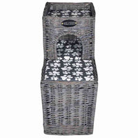 Albero Gatti in Salice Casetta/Cuccia/Castello/Tiragraffi con Cuscino 170226