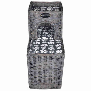 Albero Gatti in Salice Casetta/Cuccia/Castello/Tiragraffi con Cuscino 170226