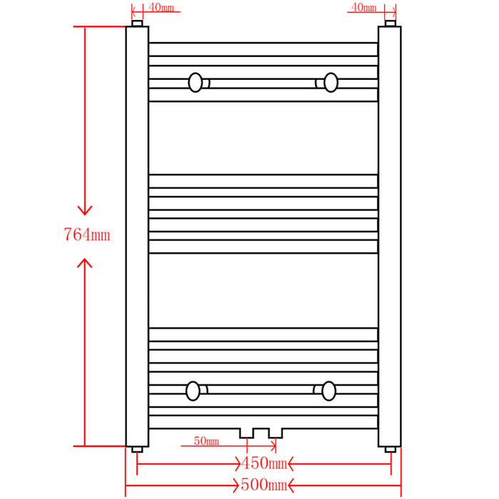 Portasciugamano Radiatore Riscaldamento Centrale Dritto 500x764 mm Grigio cod mxl 76320
