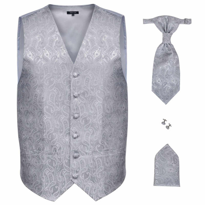 Set di gilet da matrimonio da uomo Argento 56 Poliestere 130837