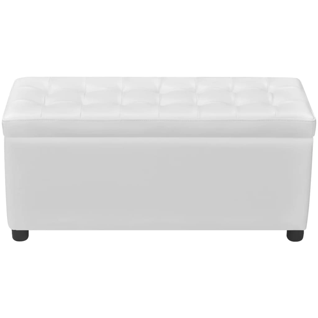 Sgabello con Contenitore in Pelle Artificiale Bianco 242406