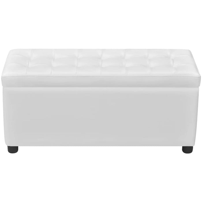Sgabello con Contenitore in Pelle Artificiale Bianco 242406