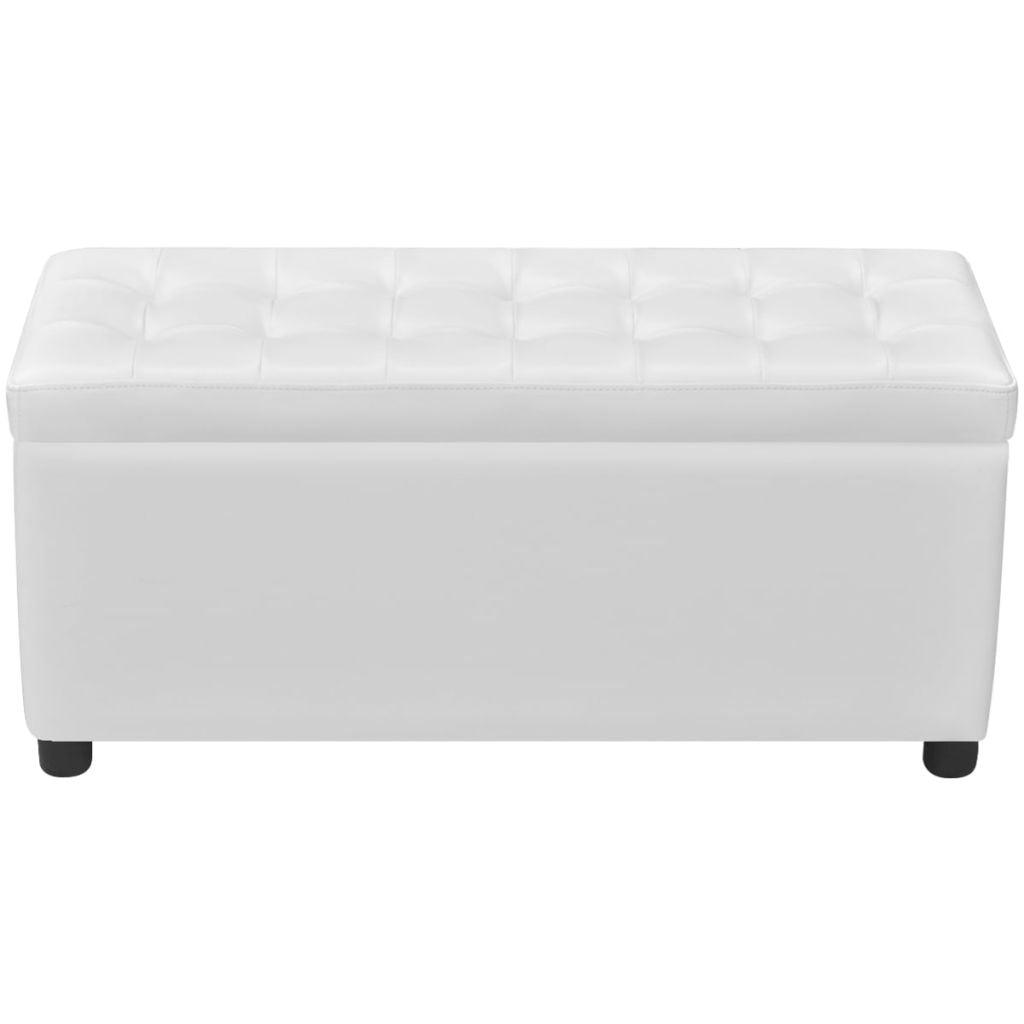 Panca pouf sgabello contenitore pouf mobili in pelle sintetica bianca 3002220
