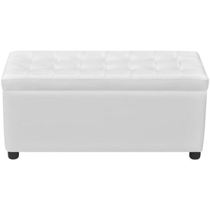 Panca pouf sgabello contenitore pouf mobili in pelle sintetica bianca 3002220