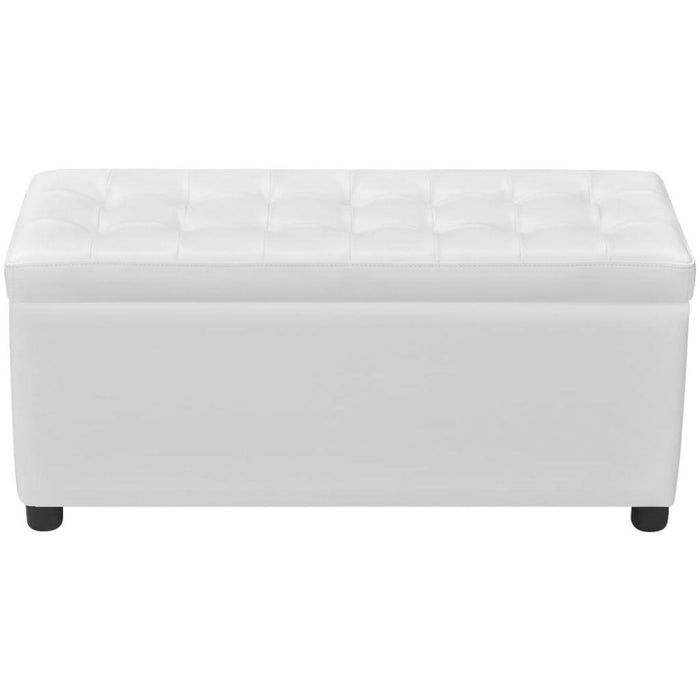 Panca pouf sgabello contenitore pouf mobili in pelle sintetica bianca 3002220