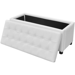 Panca pouf sgabello contenitore pouf mobili in pelle sintetica bianca 3002220