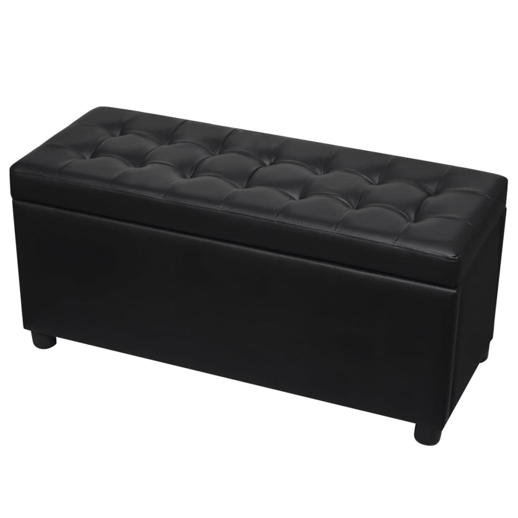Pouf contenitore in pelle sintetica 87,5 x 36 x 41 cm nero 02_0021240
