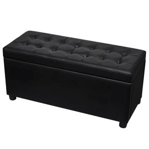 Pouf contenitore in pelle sintetica 87,5 x 36 x 41 cm nero 02_0021240
