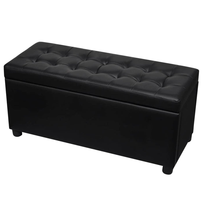 Pouf contenitore in pelle sintetica 87,5 x 36 x 41 cm nero 02_0021240