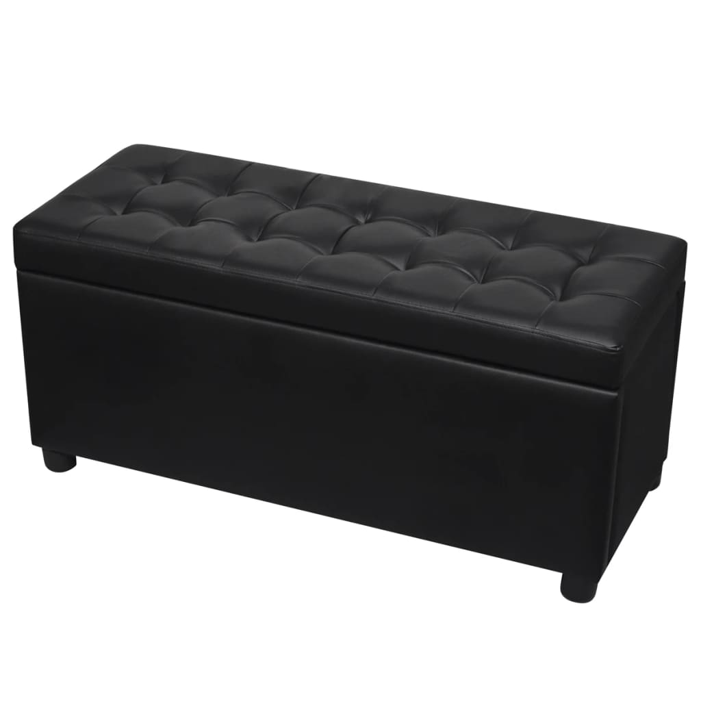 Sgabello con Contenitore in Pelle Artificiale Nero 242407