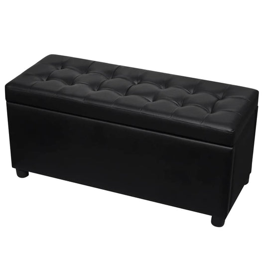 Sgabello con Contenitore in Pelle Artificiale Nero 242407