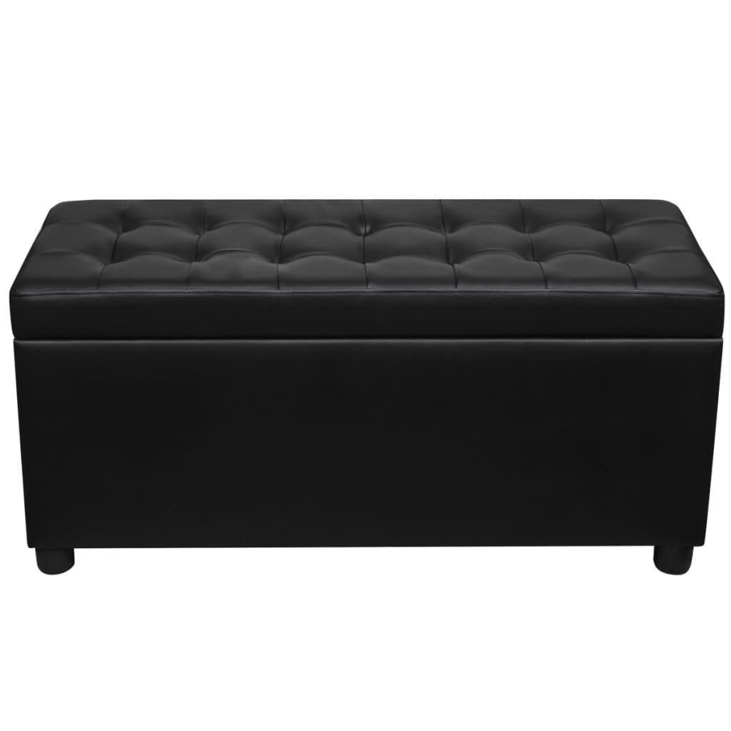 Pouf contenitore in pelle sintetica 87,5 x 36 x 41 cm nero 02_0021240