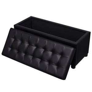 Pouf contenitore in pelle sintetica 87,5 x 36 x 41 cm nero 02_0021240