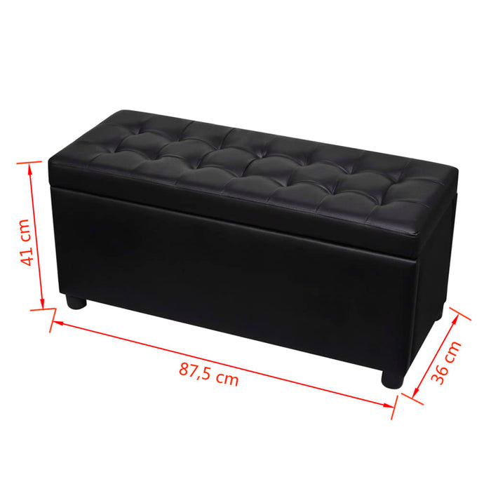Pouf contenitore in pelle sintetica 87,5 x 36 x 41 cm nero 02_0021240