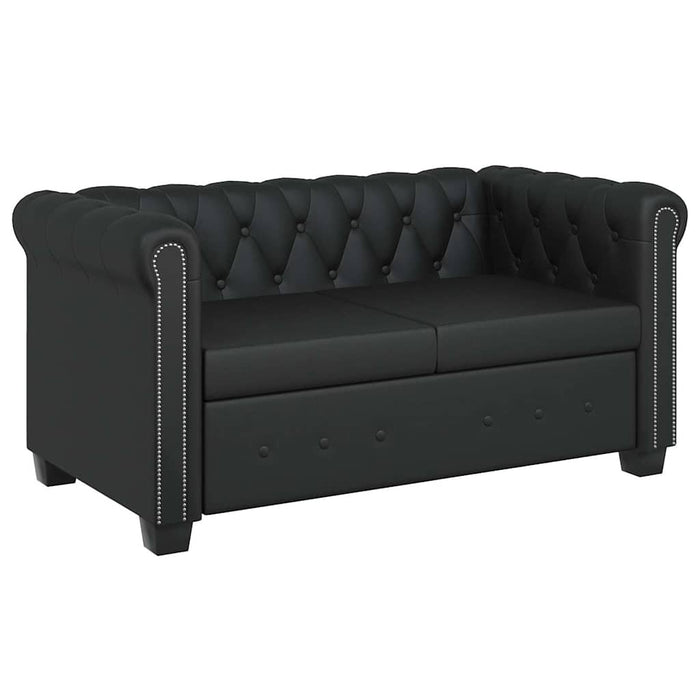 Divano Chesterfield a 2 Posti in Pelle Artificiale Nero  cod mxl 13805