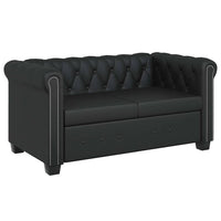 Divano Chesterfield a 2 Posti in Finta Pelle Nero 242369