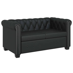 Divano Chesterfield a 2 Posti in Finta Pelle Nero 242369