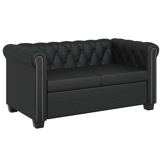 Divano Chesterfield a 2 Posti in Finta Pelle Nero 242369