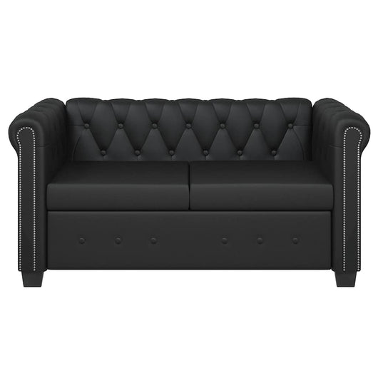 Divano Chesterfield a 2 Posti in Pelle Artificiale Nero  cod mxl 13805